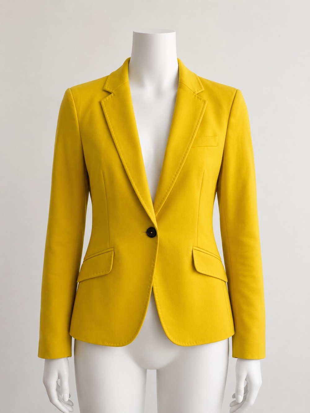 Zara Yellow Single-Button Tailored Blazer